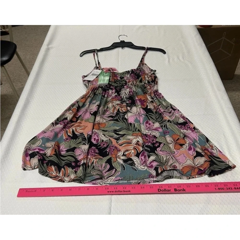 Roxy Tropical EcoVero Beachy Floral Midi Linen Spaghetti Strap Dress Size S. NWT - Picture 9 of 10